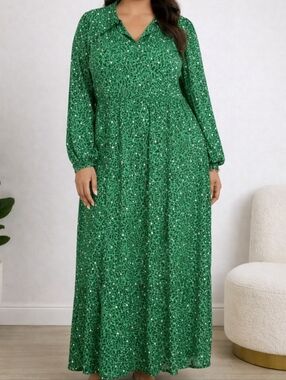 Who What Wear Emerald Green Long Sleeve Maxi Dress
